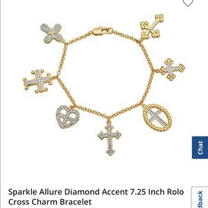 Sparkle Allure Diamond Accent 7.25 Inch Rolo Cross Charm Bracelet, NEW in Box!